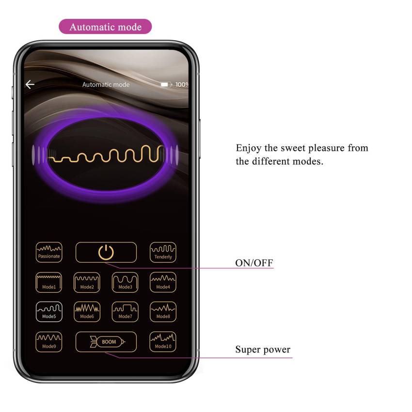 PRETTY LOVE   CASPER Purple 12 vibration functions Mobile APP remote control - obrazek 13