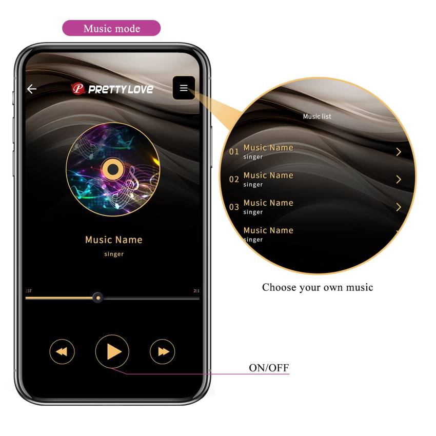 PRETTY LOVE   CASPER Purple 12 vibration functions Mobile APP remote control - obrazek 15
