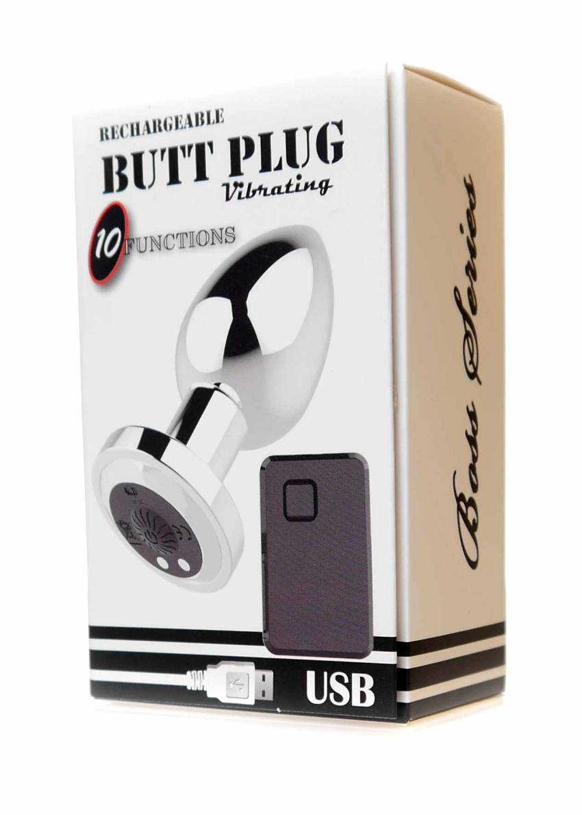 Stymulator Rechargeable Butt Plug Vibrator USB 10 Functions   Silver - obrazek 6