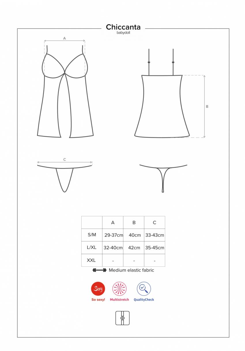 Bielizna Chiccanta babydoll i stringi czarna  S/M - obrazek 7