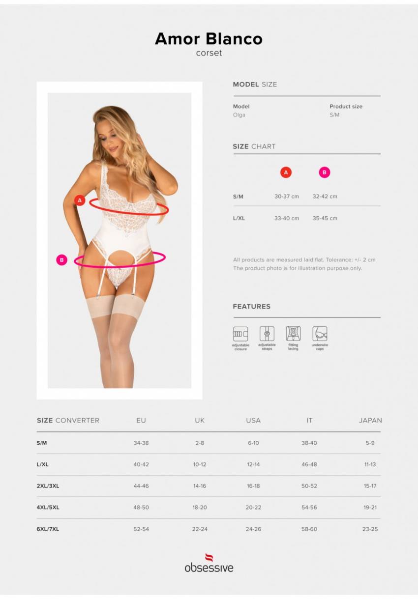 Bielizna Amor Blanco gorset i stringi biały L/XL - obrazek 7