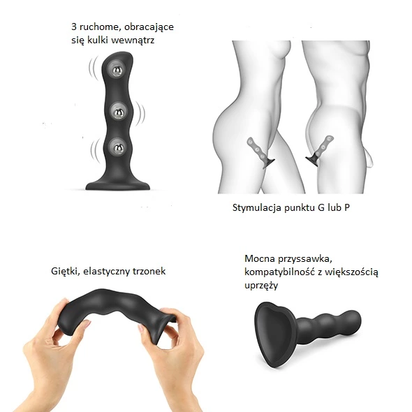 Dildo - Strap-On-Me Dildo Geisha Ball Black M 2 Dildo - Strap-On-Me Dildo Geisha Ball Black M - obrazek 2