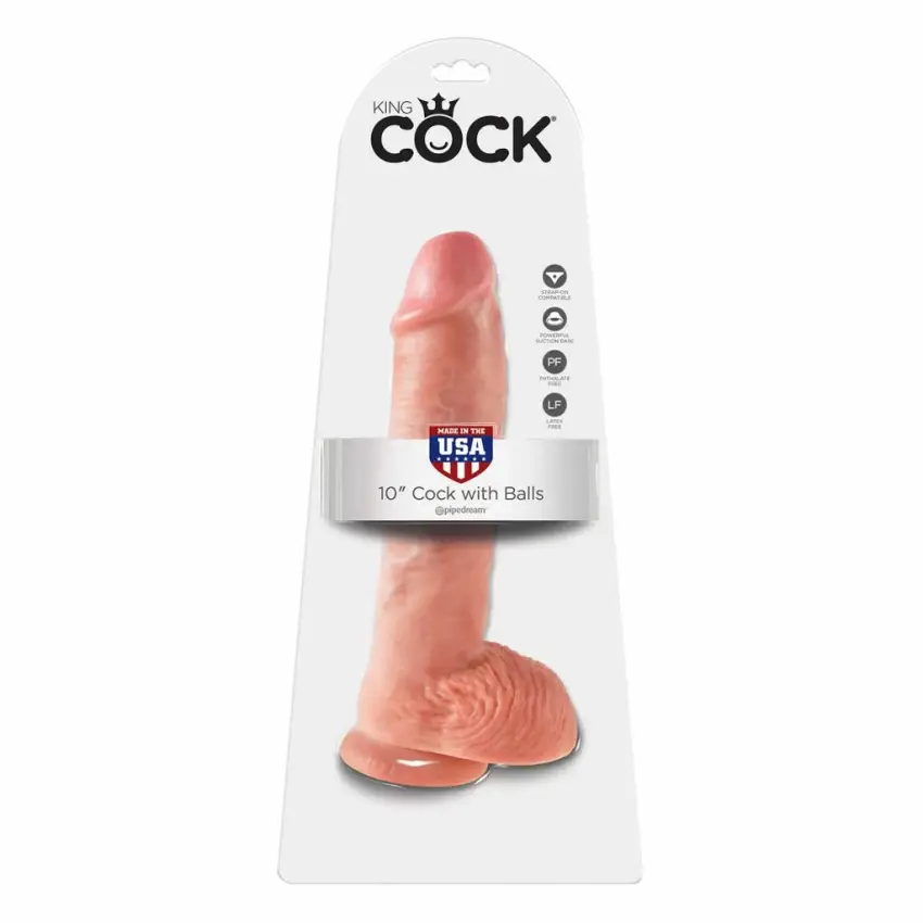 Dildo - King Cock 10 Inch with Balls Flesh - obrazek 4