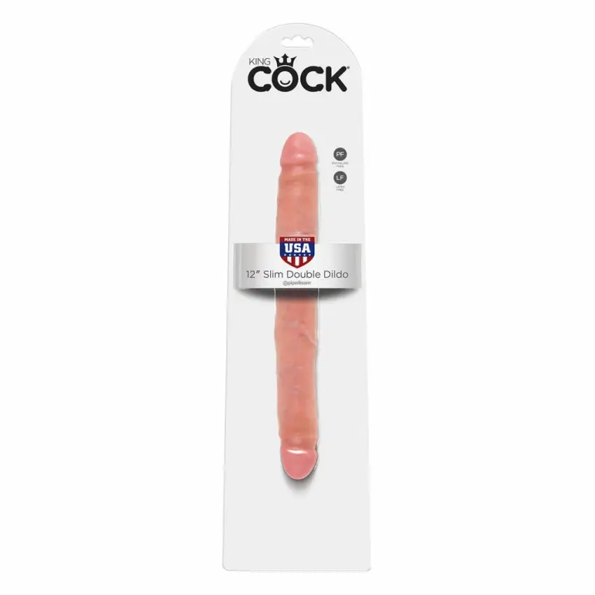 Penis dildo podwójny - King Cock 12 Inch Slim Double Flesh - obrazek 2
