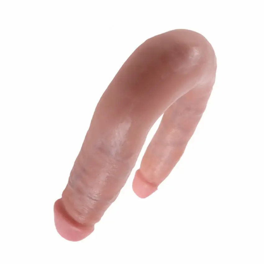 Penis dildo podwójny - King Cock U-Shaped Double Trouble Small Flesh - obrazek 2