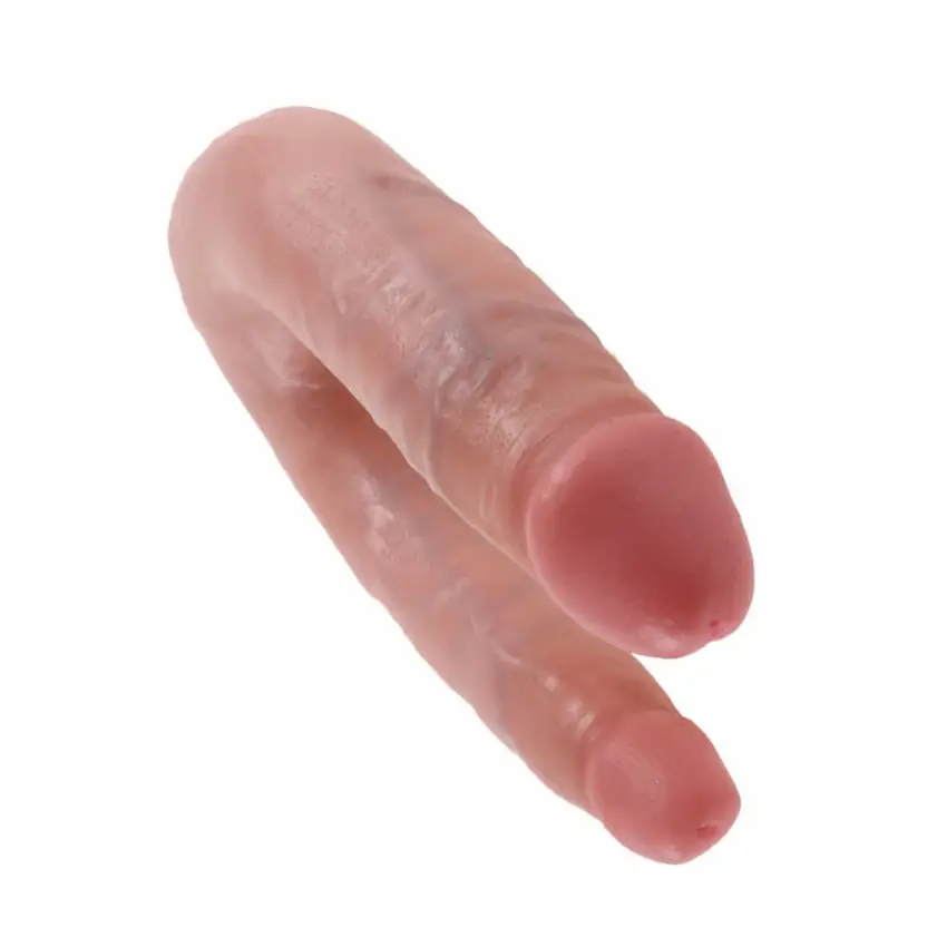 Penis dildo podwójny - King Cock U-Shaped Double Trouble Small Flesh - obrazek 3