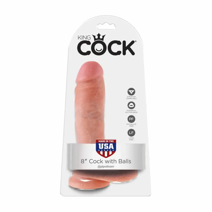 Penis dildo - King Cock 8 Inch with Balls Flesh - obrazek 4