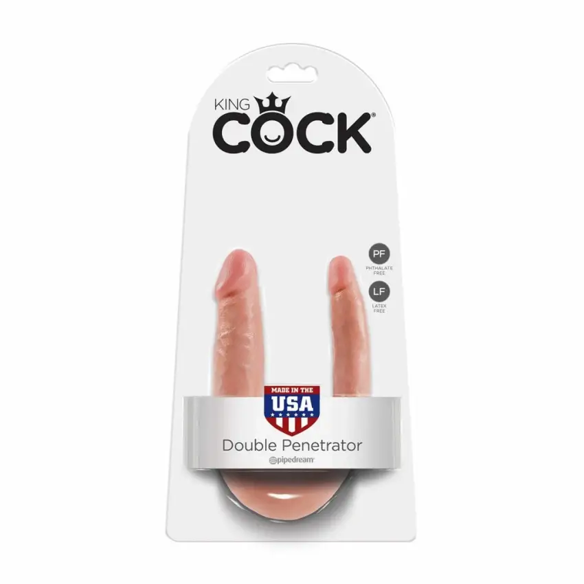 Penis dildo podwójny - King Cock U-Shaped Double Trouble Small Flesh - obrazek 4