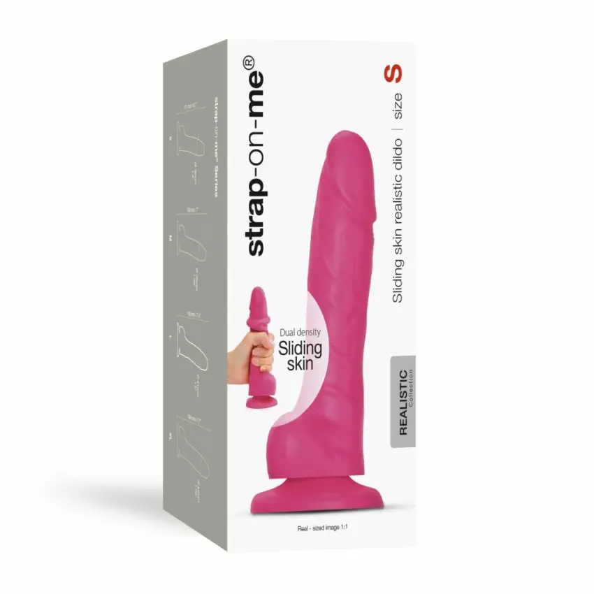 Dildo - Strap-On-Me Sliding Skin Dildo Fuchsia L - obrazek 5