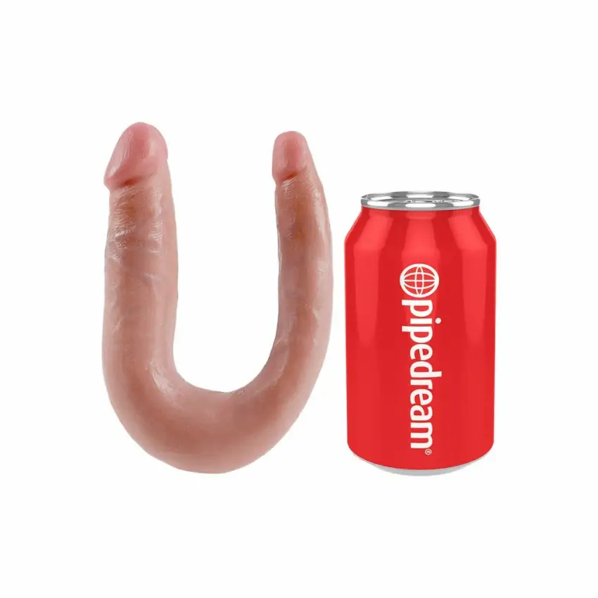 Penis dildo podwójny - King Cock U-Shaped Double Trouble Small Flesh - obrazek 5