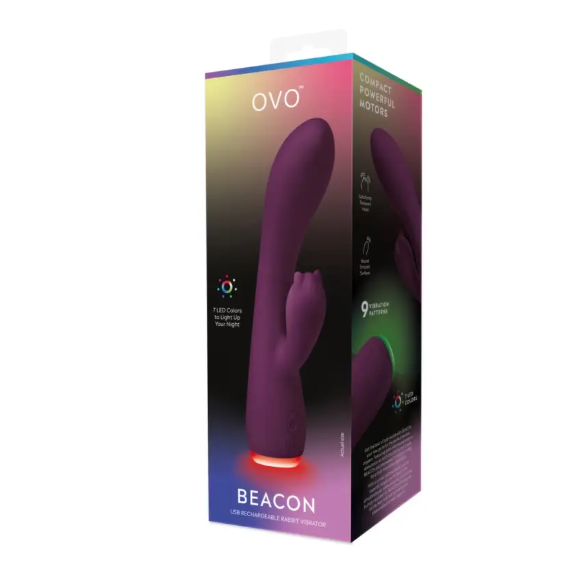 Ovo - Wibrator Króliczek Beacon Fioletowy - obrazek 2