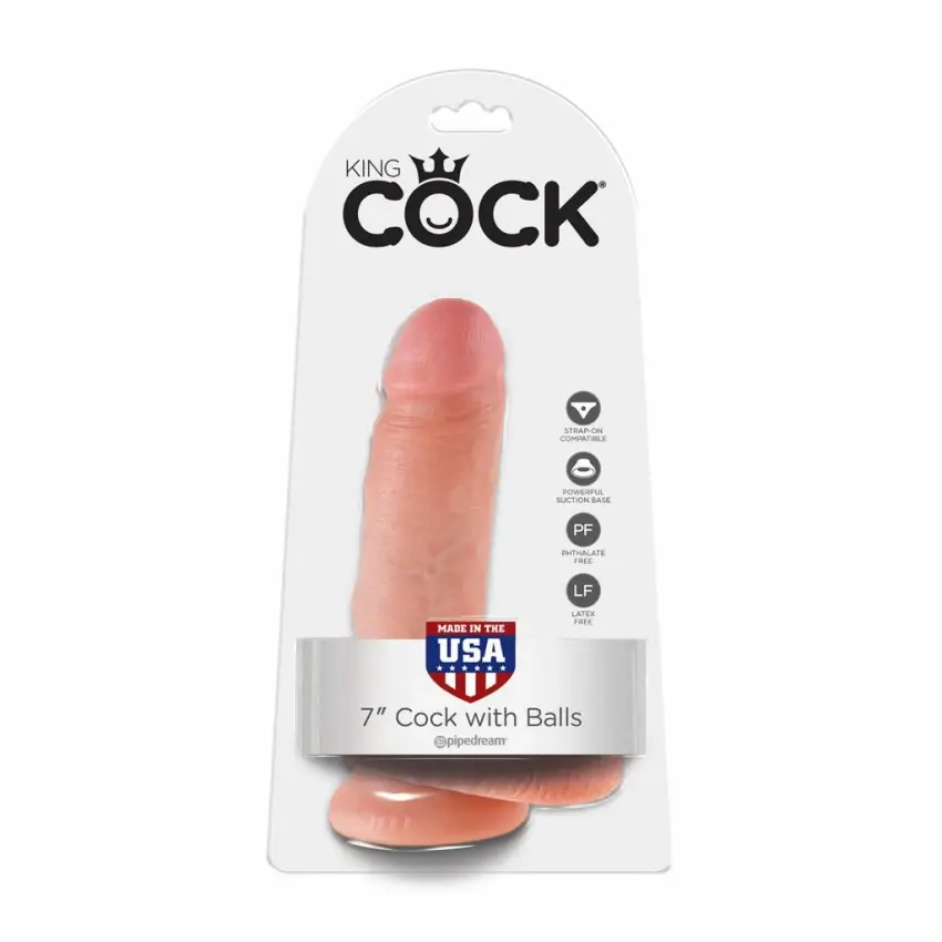 Penis dildo - King Cock 7 Inch with Balls Flesh - obrazek 4