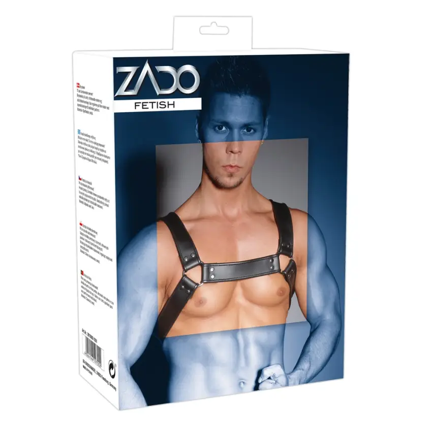ZADO - Regulowane Skórzane Szelki Męskie Czarne - obrazek 7