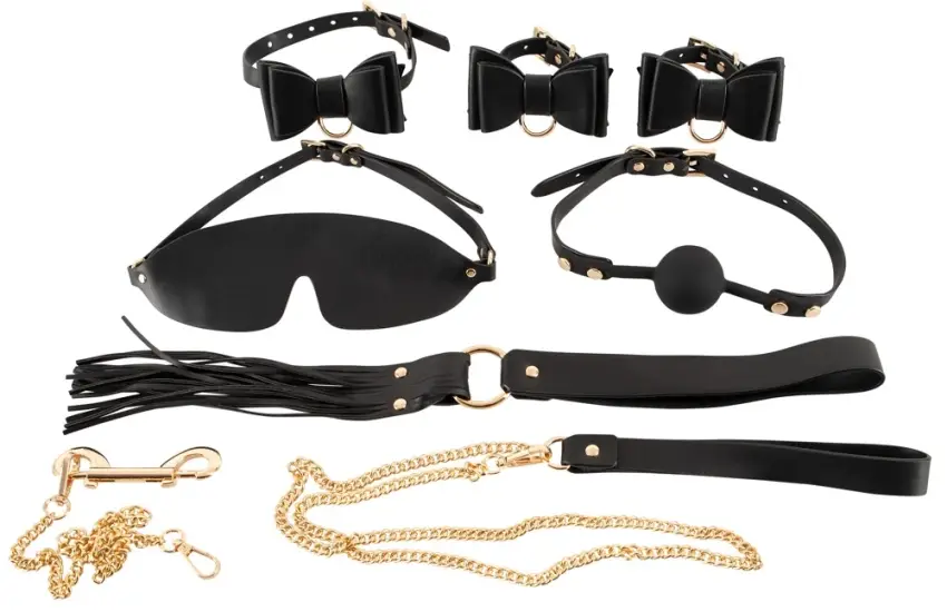 Bad Kitty - 7-Częściowy Zestaw BDSM Czarno-Złoty - obrazek 3