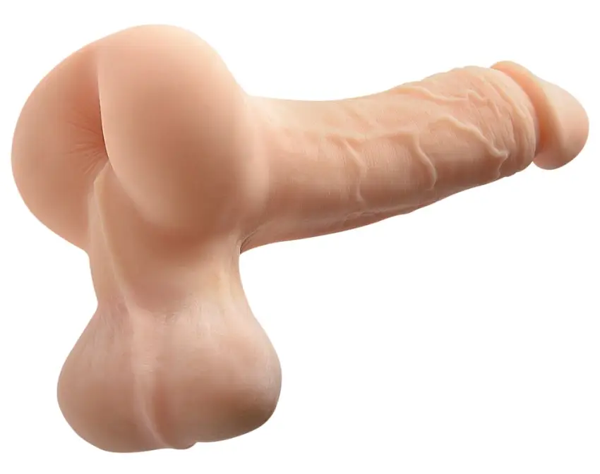 PET - Realistyczny Penis Z Jądrami I Otworem Cielisty XL 26 CM - obrazek 3
