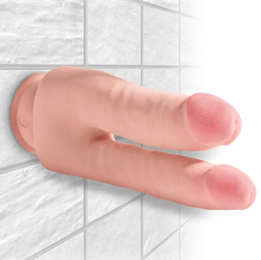 King Cock Plus - Realistyczne Podwójne Dildo Z Przyssawką 24 CM Jasny Kolor Skóry - obrazek 4