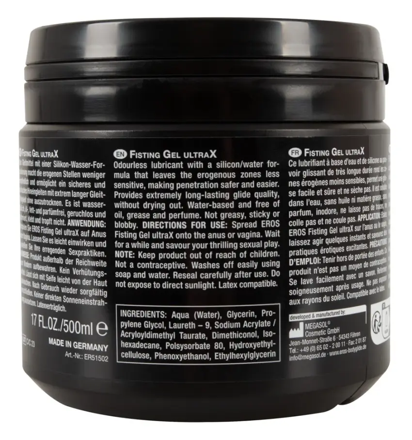 EROS - Silikonowo-Wodny Lubrykant Do Fistingu UltraX 500 ml - obrazek 3