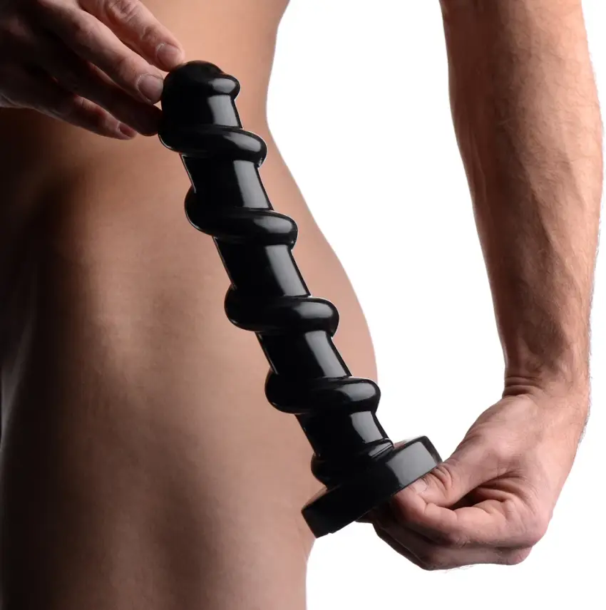 XR Brands - Silikonowe, śliskie dildo - świderek 25 cm - obrazek 5