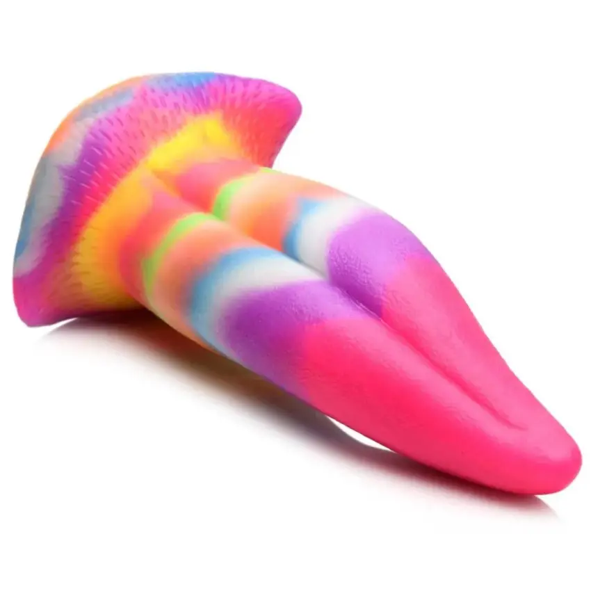 XR Brands - Silikonowe dildo świecące w ciemności - kucyk tęczowy - obrazek 5