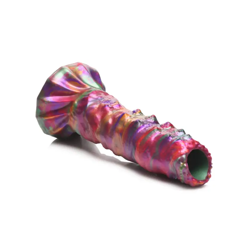 XR Brands - Silikonowe dildo z jądrami Larwa - obrazek 4