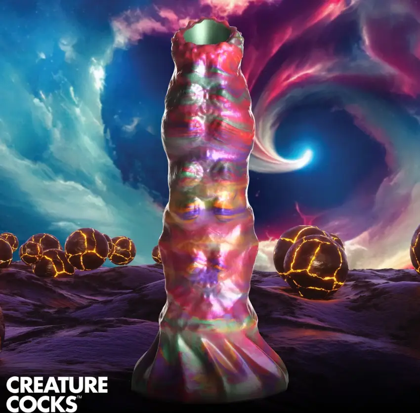 XR Brands - Silikonowe dildo z jądrami Larwa - obrazek 6
