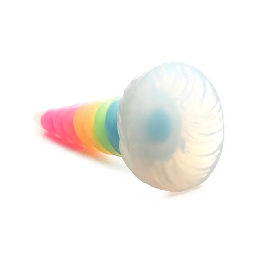 Świecące w ciemności tęczowe silikonowe dildo  XR Brands - obrazek 4