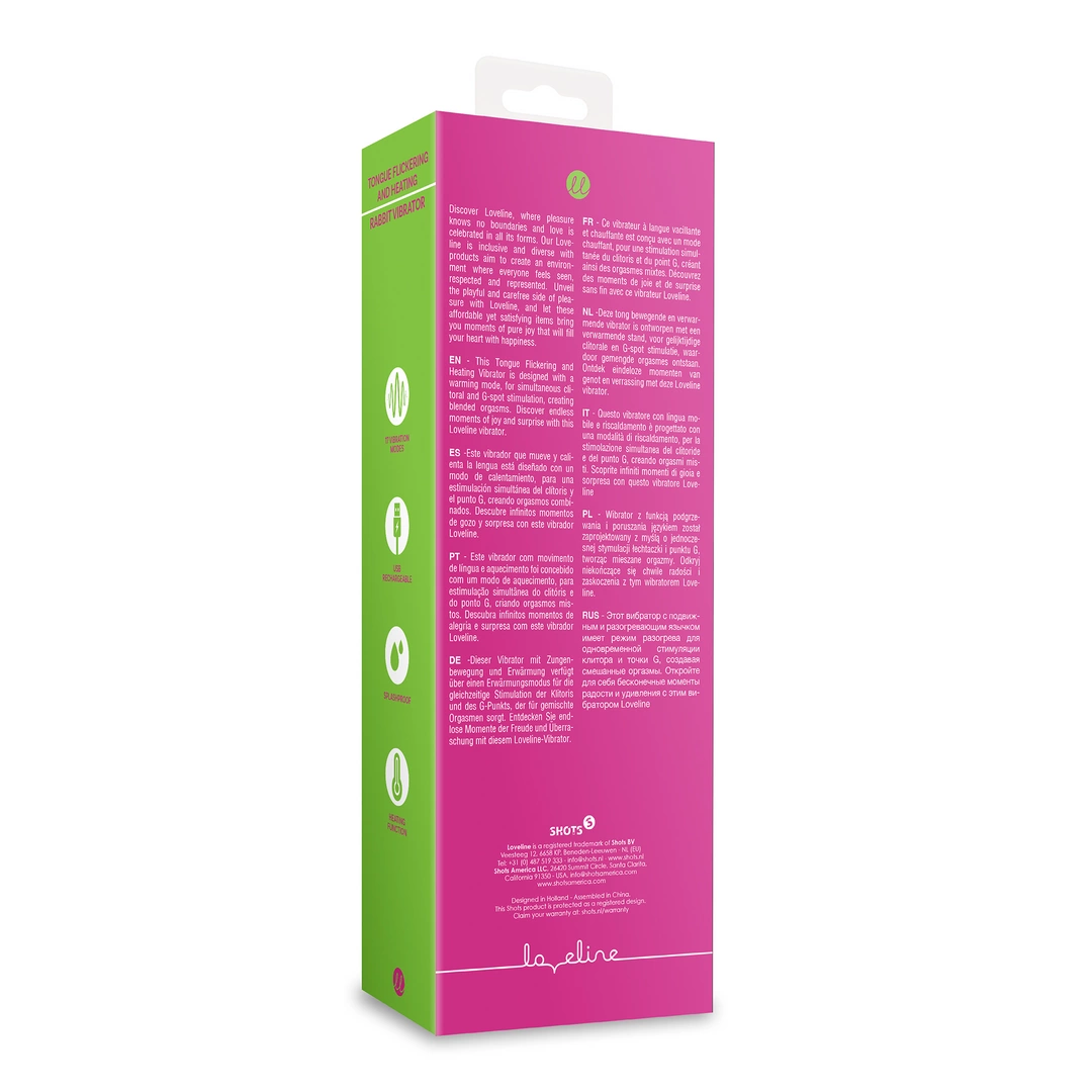 Loveline - Wibrator z funkcją podgrzewania i migotania języka - Exuberant Pink 3 Loveline - Wibrator z funkcją podgrzewania i migotania języka - Exuberant Pink - obrazek 3