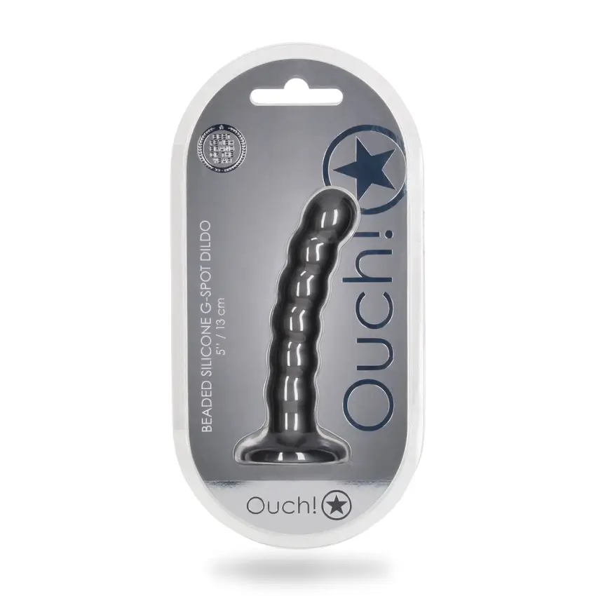 Ouch! - Silikonowe dildo z koralikami - 13 cm - obrazek 2