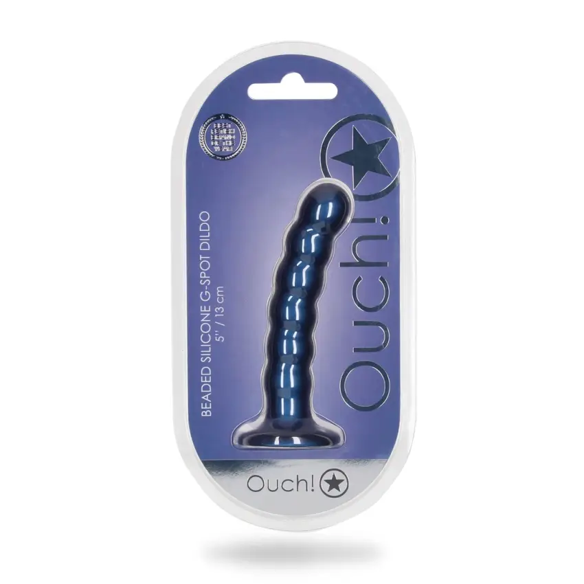 Ouch! - Silikonowe dildo z koralikami - 13 cm - obrazek 2