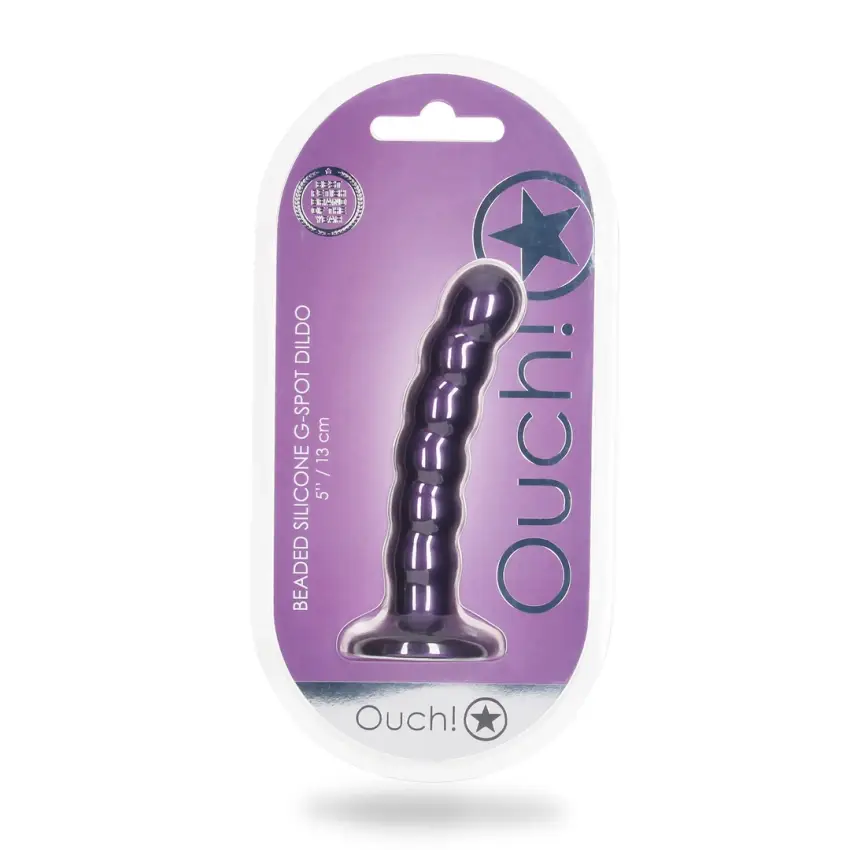 Ouch! - Silikonowe dildo z koralikami - 13 cm - obrazek 2