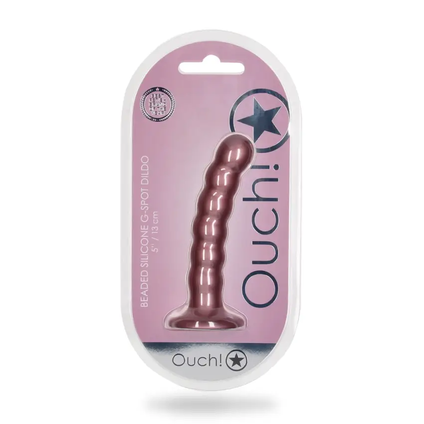 Ouch! - Silikonowe dildo z koralikami - 13 cm - obrazek 2