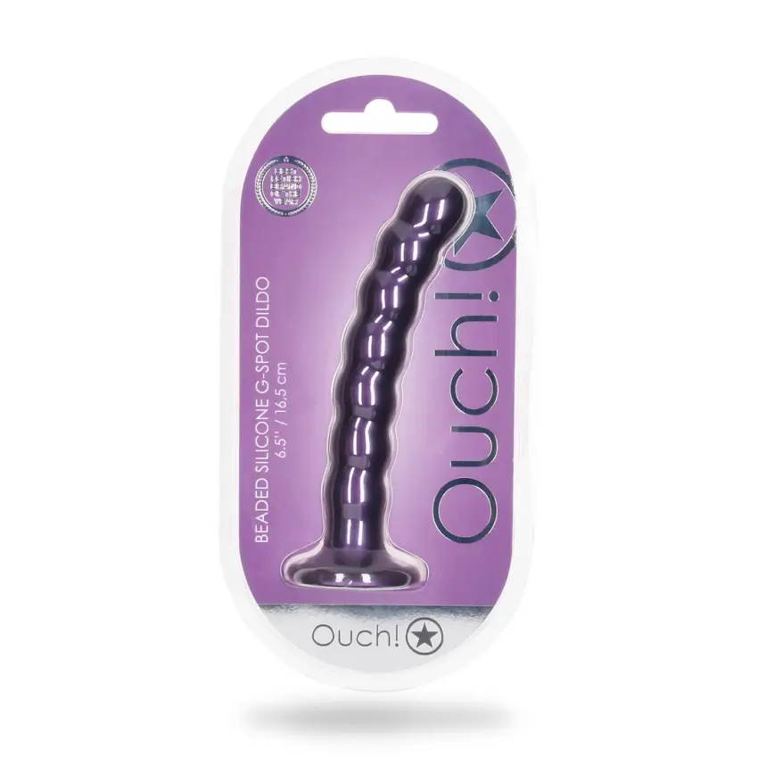 Ouch! - Silikonowe dildo G-Spot z koralikami - 16,5 cm - obrazek 2