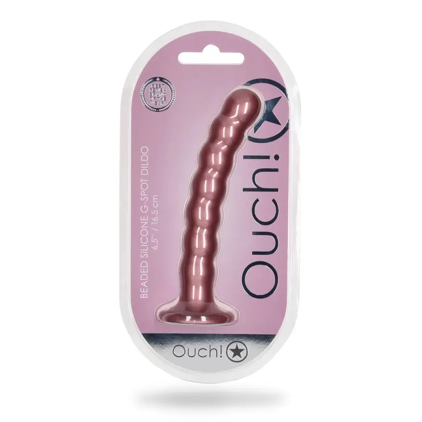 Ouch! - Silikonowe dildo G-Spot z koralikami - 16,5 cm - obrazek 2