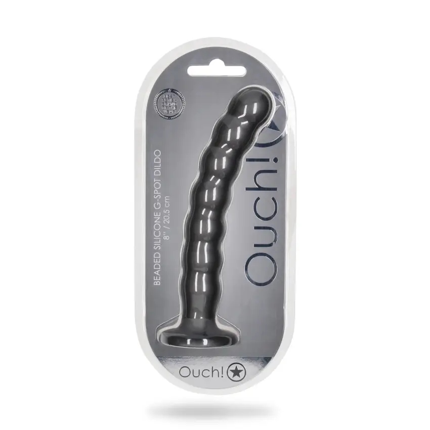 Ouch! - Silikonowe dildo G-Spot z koralikami - 20,5 cm - obrazek 2