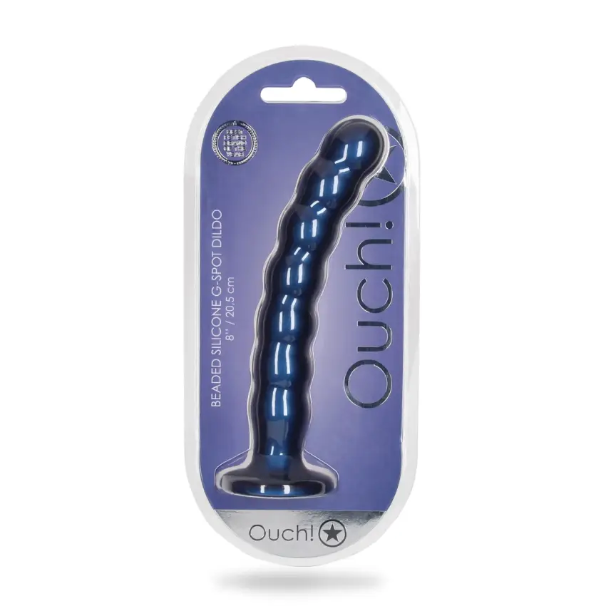 Ouch! - Silikonowe dildo G-Spot z koralikami - 20,5 cm - obrazek 2