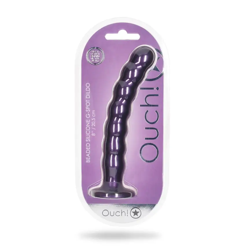 Ouch! - Silikonowe dildo G-Spot z koralikami - 20,5 cm - obrazek 2