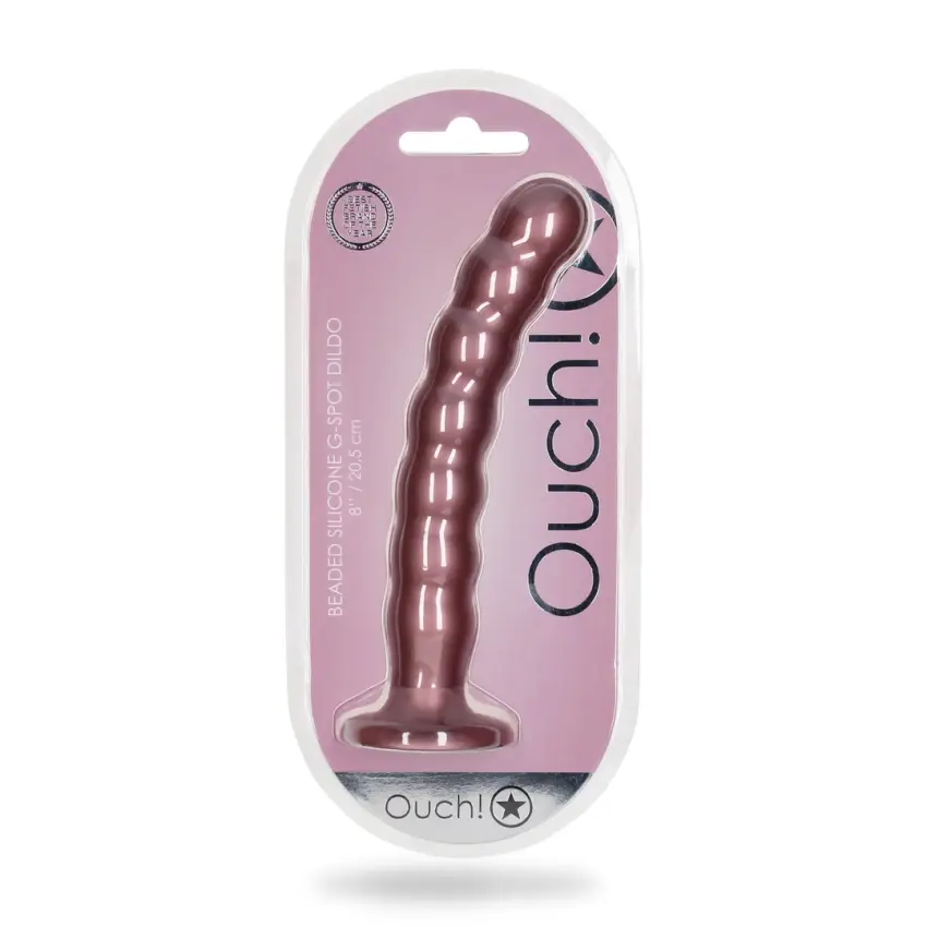 Ouch! - Silikonowe dildo G-Spot z koralikami - 20,5 cm - obrazek 2