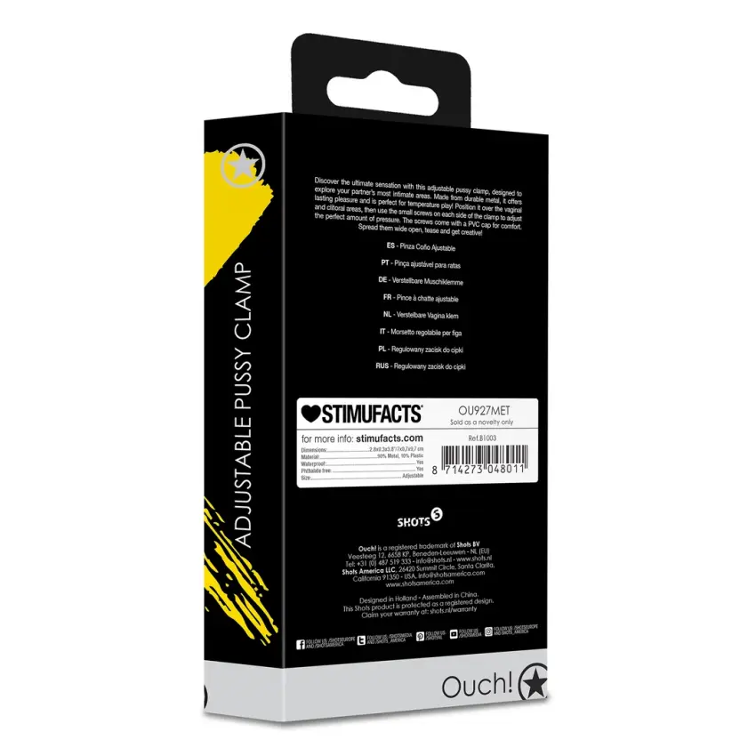 Regulowany zacisk do cipki Ouch! by shots - obrazek 4