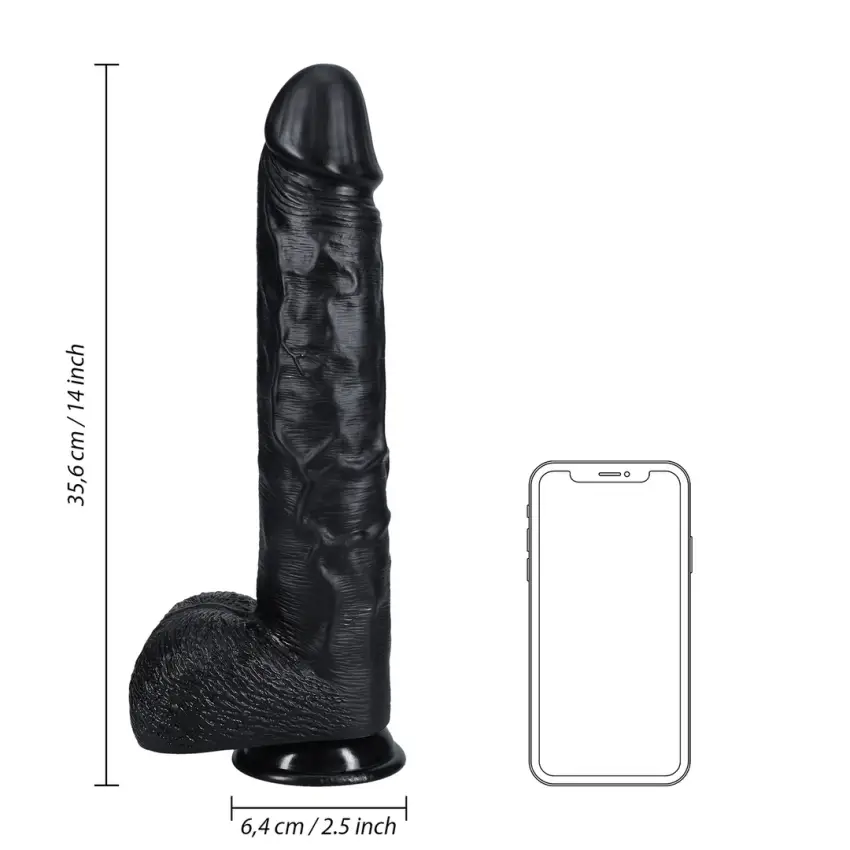 RealRock - Extra duże realistyczne dildo z jądrami 35,5 cm - obrazek 7