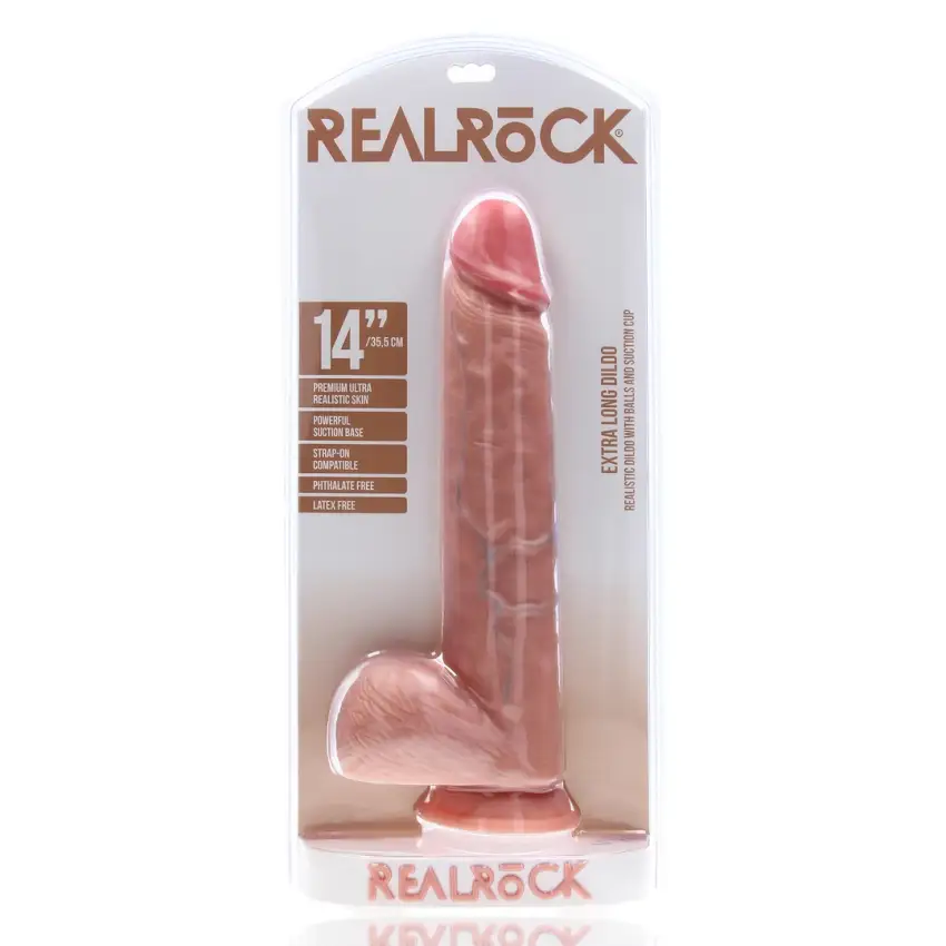 RealRock - Extra duże realistyczne dildo z jądrami 35,5 cm - obrazek 2