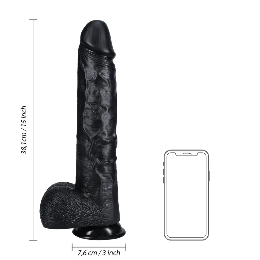 RealRock - Extra duże realistyczne dildo z jądrami 38 cm - obrazek 7