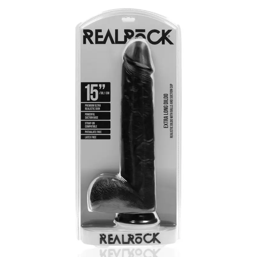 RealRock - Extra duże realistyczne dildo z jądrami 38 cm - obrazek 2