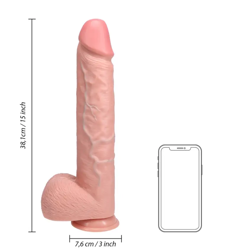 RealRock - Extra duże realistyczne dildo z jądrami 38 cm - obrazek 7