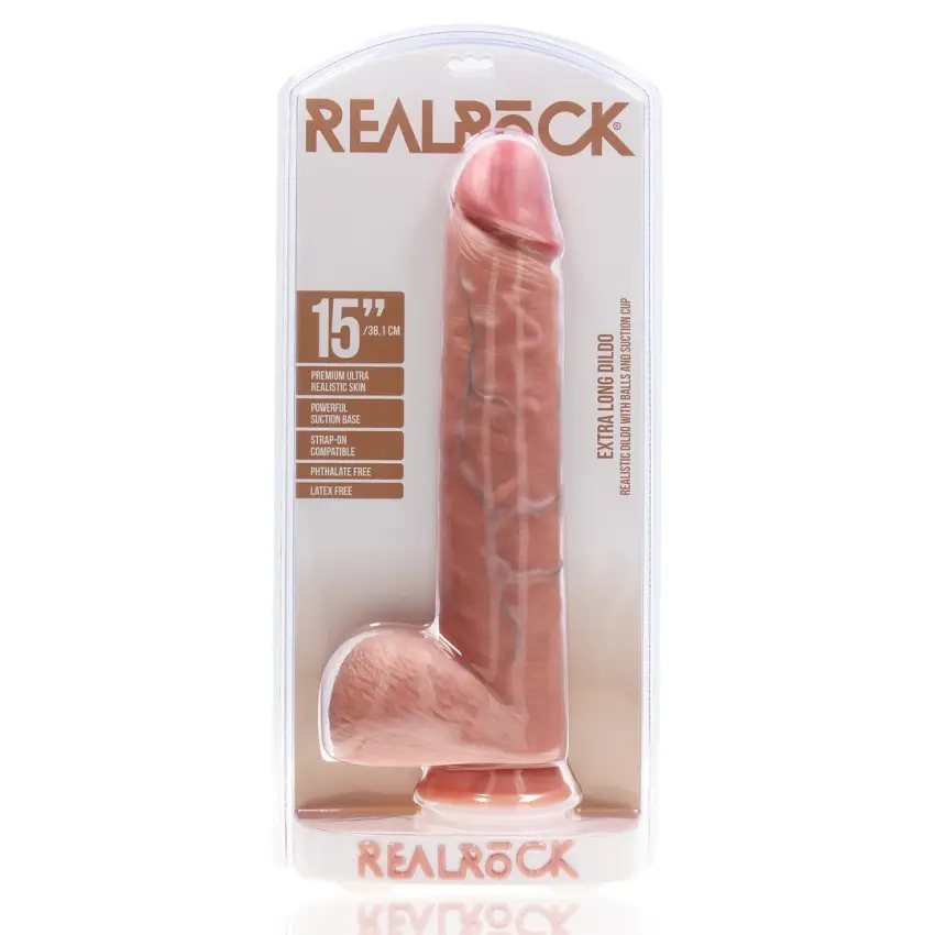 RealRock - Extra duże realistyczne dildo z jądrami 38 cm - obrazek 2
