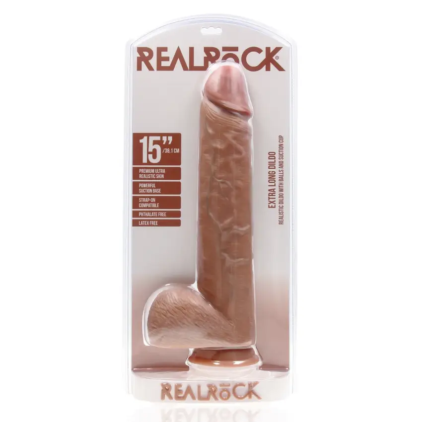 RealRock - Extra duże realistyczne dildo z jądrami 38 cm - obrazek 2