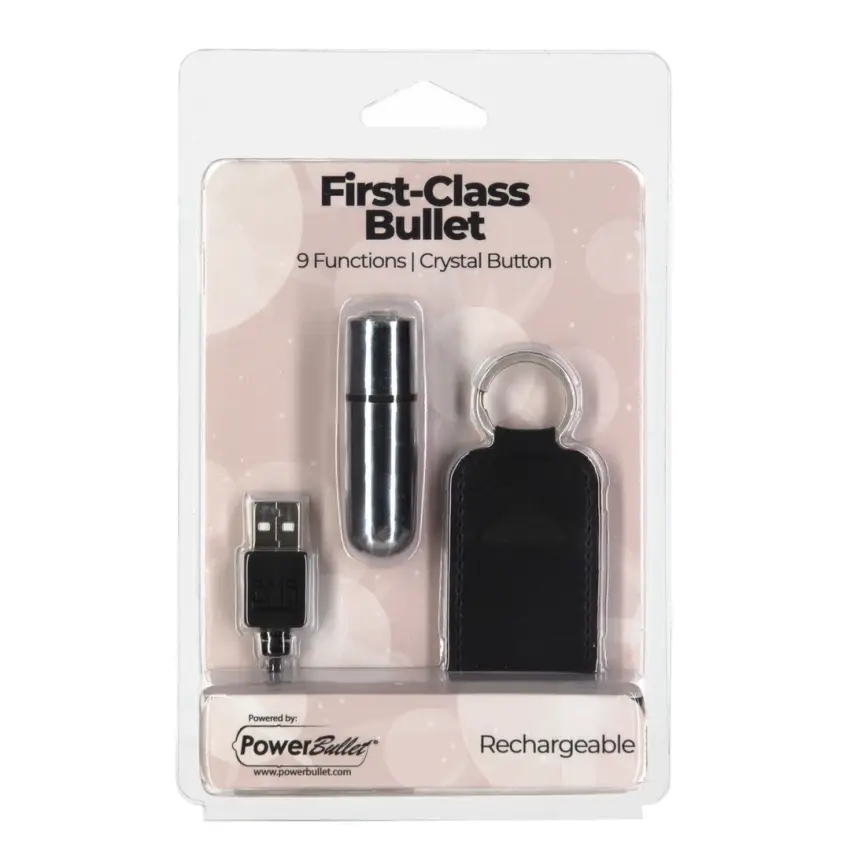PowerBullet - Mini Wibrator 9 Funkcji Z Kryształem First Class Srebrny - obrazek 4