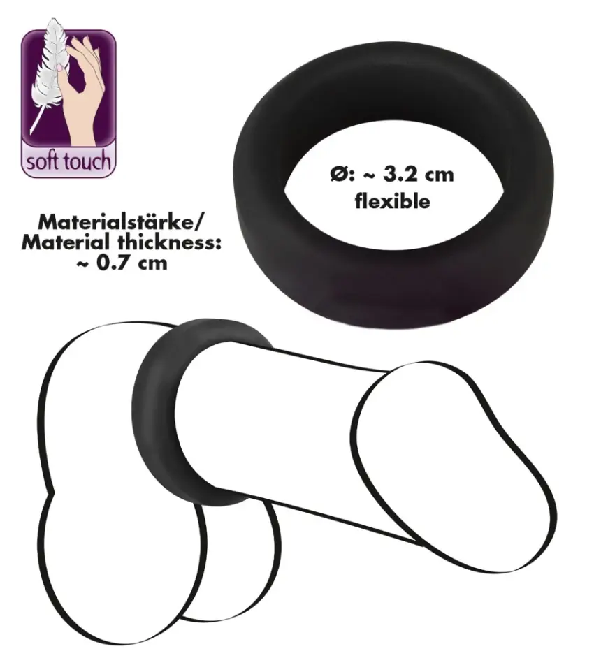 Pierścień Na Penisa Średni(3,2cm) - Black Velvets - obrazek 5