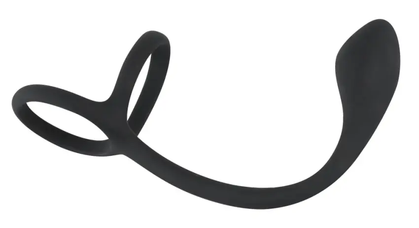 3w1 Pierścień Na Penisa I Jądra Z Zatyczką Analną - Black Velvets - obrazek 2