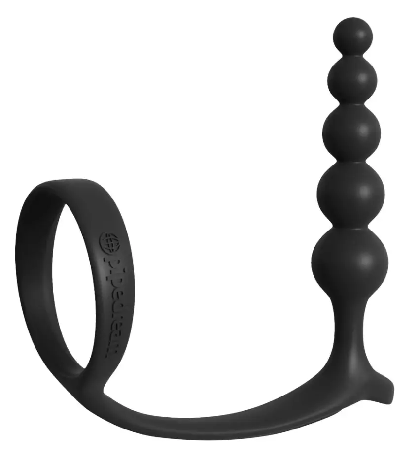 Anal Fantasy - Kulkowy Korek Analny Z Pierścieniem Na Penisa 12 Cm - obrazek 2