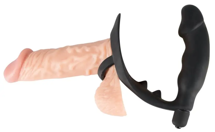 Pierścień Na Penisa Z Wibracją I Dildem - Black Velvets - obrazek 8